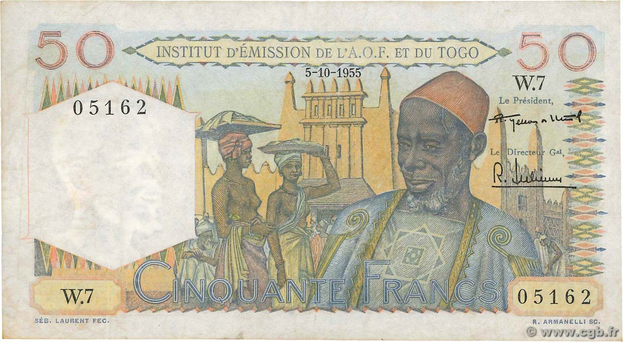 50 Francs FRENCH WEST AFRICA  1955 P.44 BB