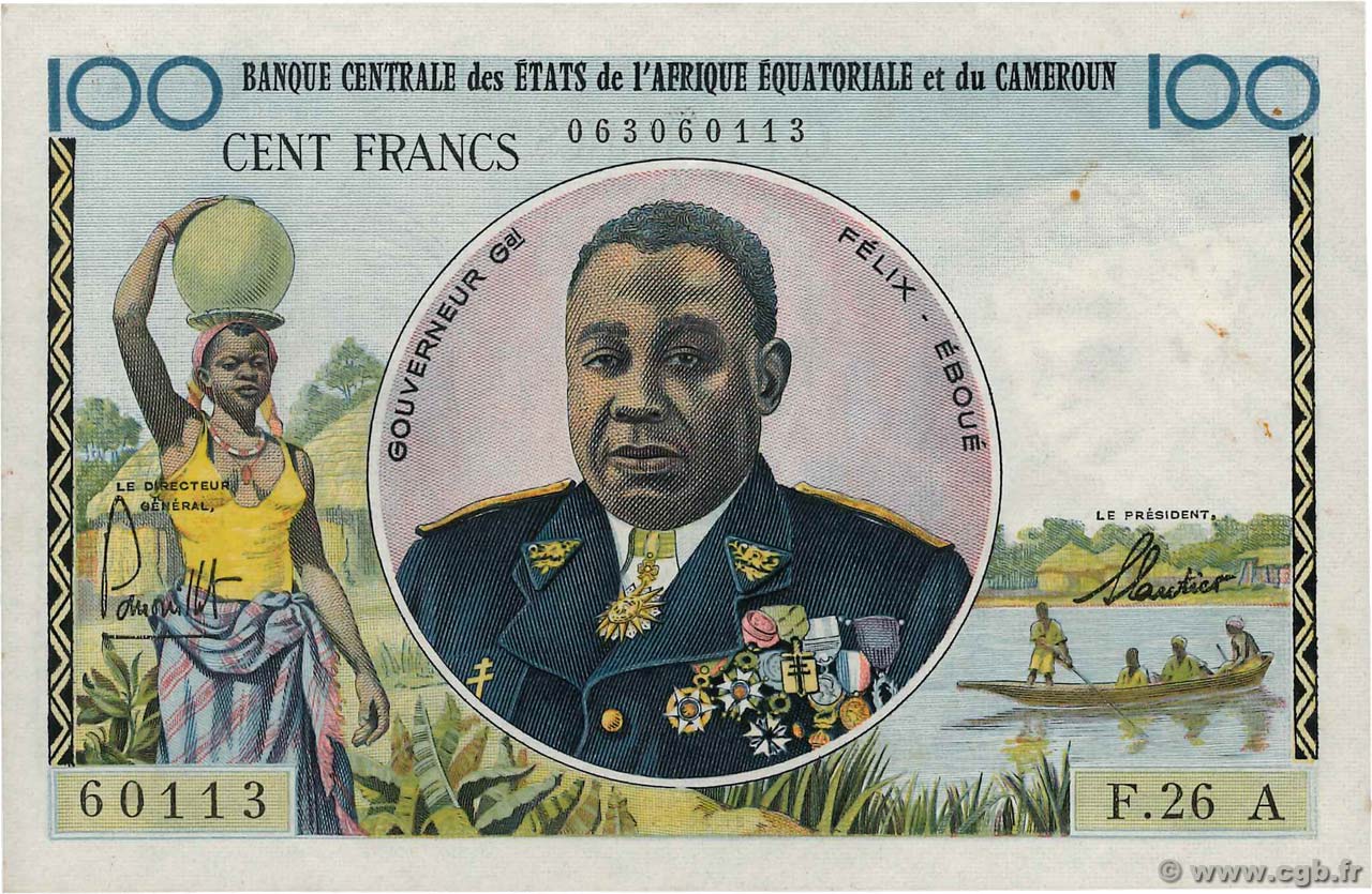 100 Francs EQUATORIAL AFRICAN STATES (FRENCH)  1961 P.01a XF+