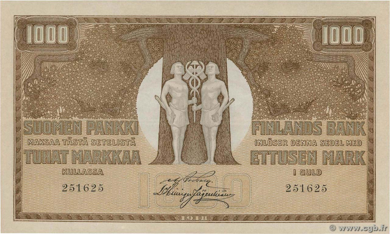 1000 Markkaa FINLANDIA  1918 P.041 SC+