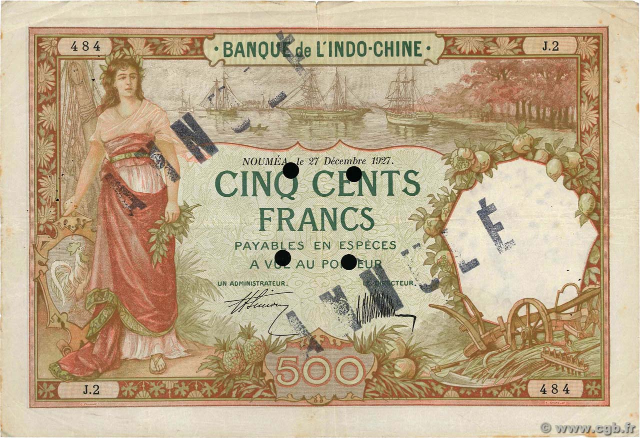 500 Francs Annulé NOUVELLE CALÉDONIE  1927 P.38s fS