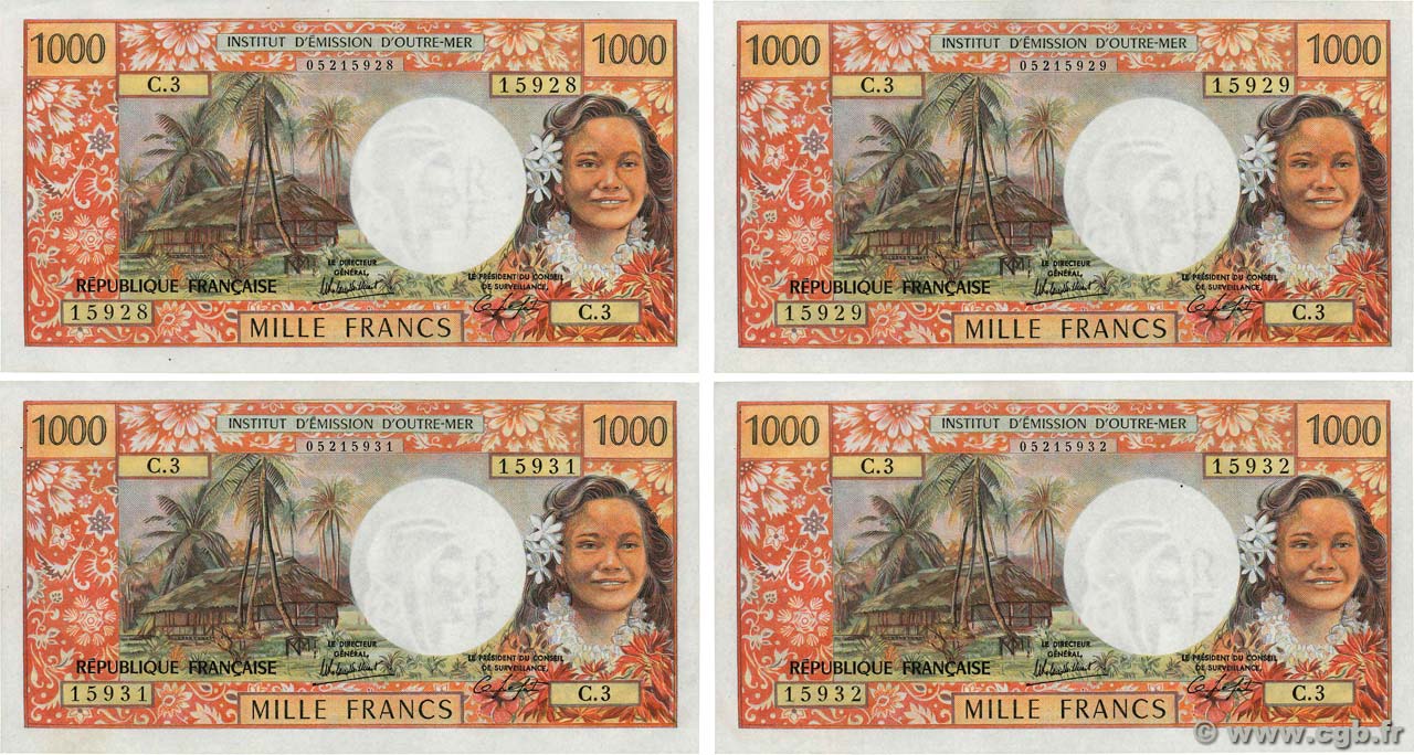 1000 Francs Consécutifs NEW CALEDONIA  1983 P.64b XF+