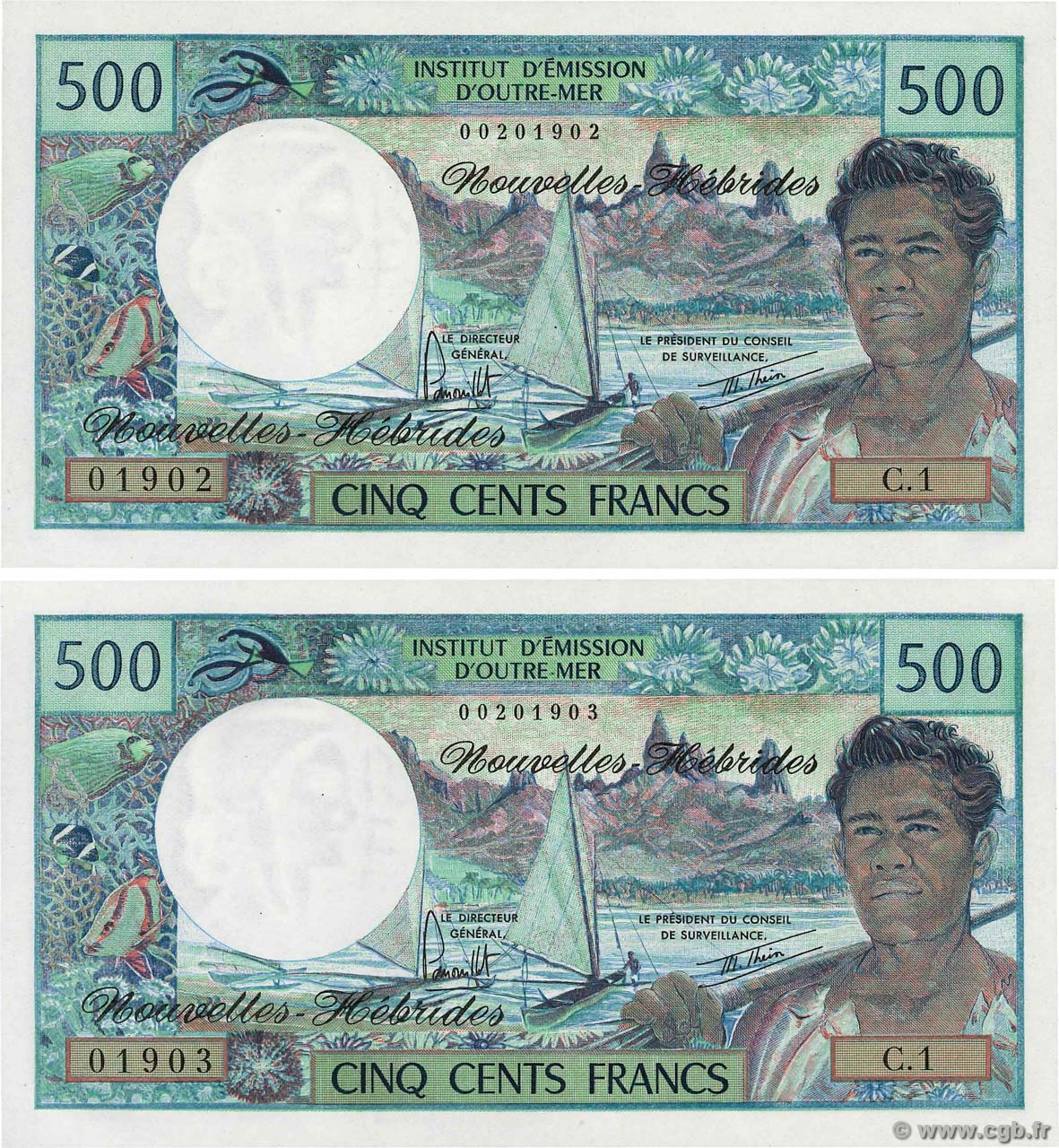 500 Francs Consécutifs NEW HEBRIDES  1979 P.19b UNC