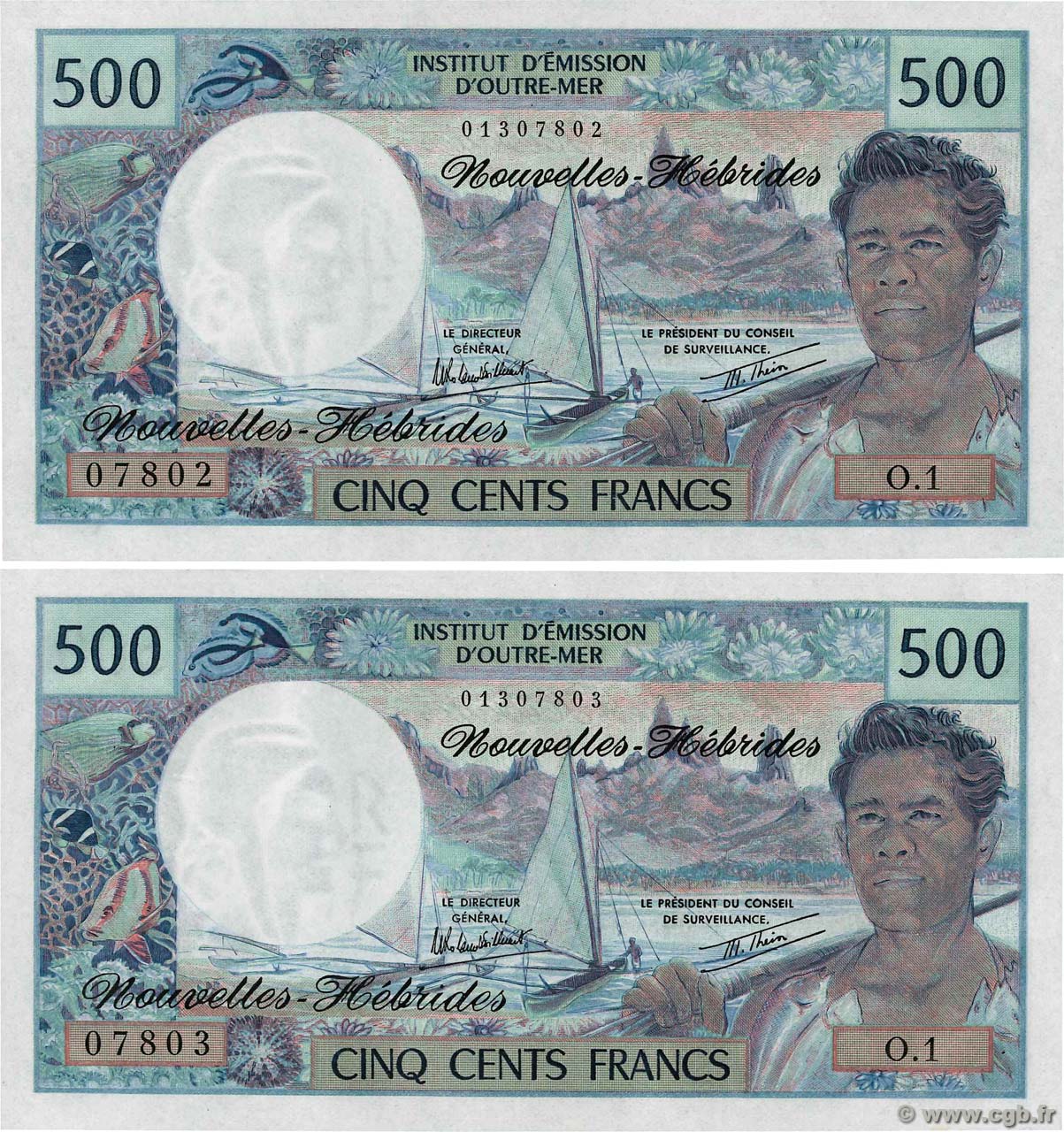 500 Francs Consécutifs NEUE HEBRIDEN  1980 P.19c ST