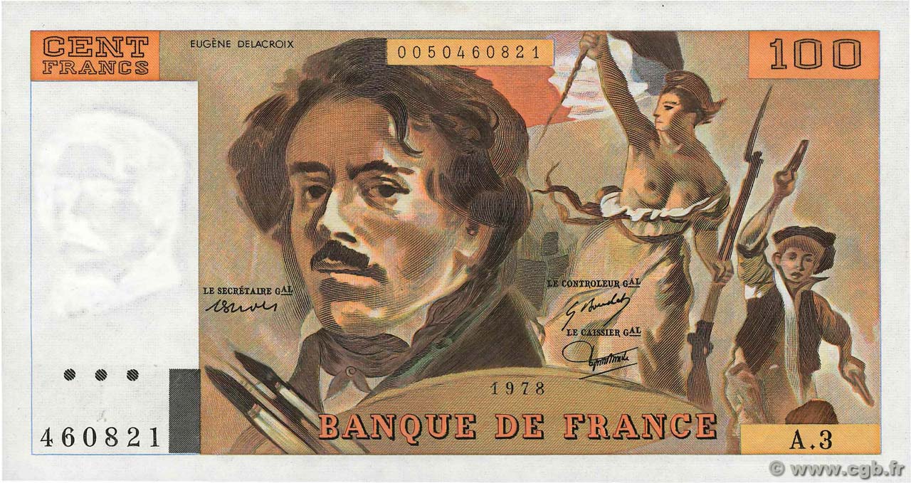 100 Francs DELACROIX FRANCE  1978 F.68.03 SUP+