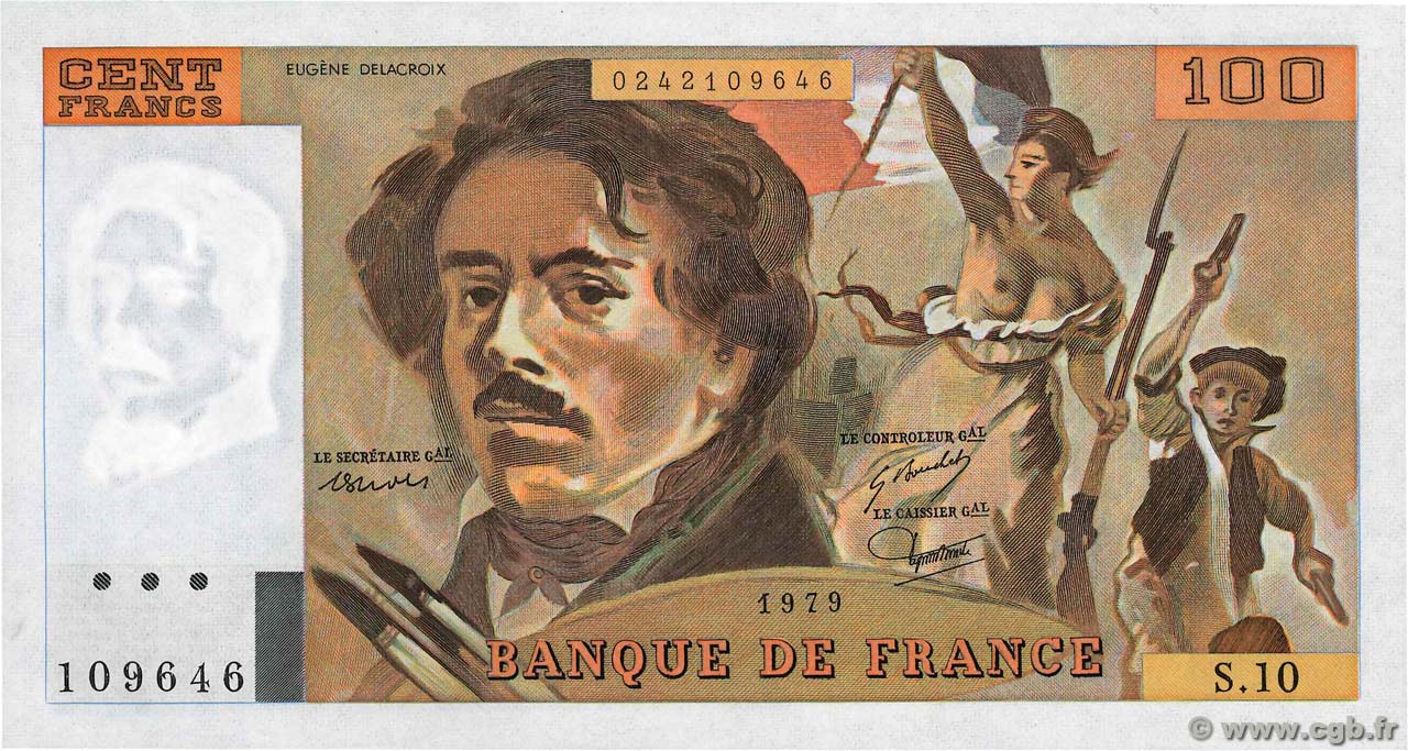 100 Francs DELACROIX modifié FRANCE  1979 F.69.02b pr.NEUF