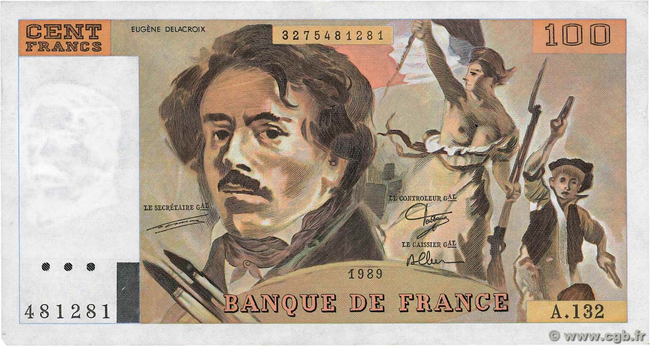 100 Francs DELACROIX modifié FRANCIA  1989 F.69.13a SPL