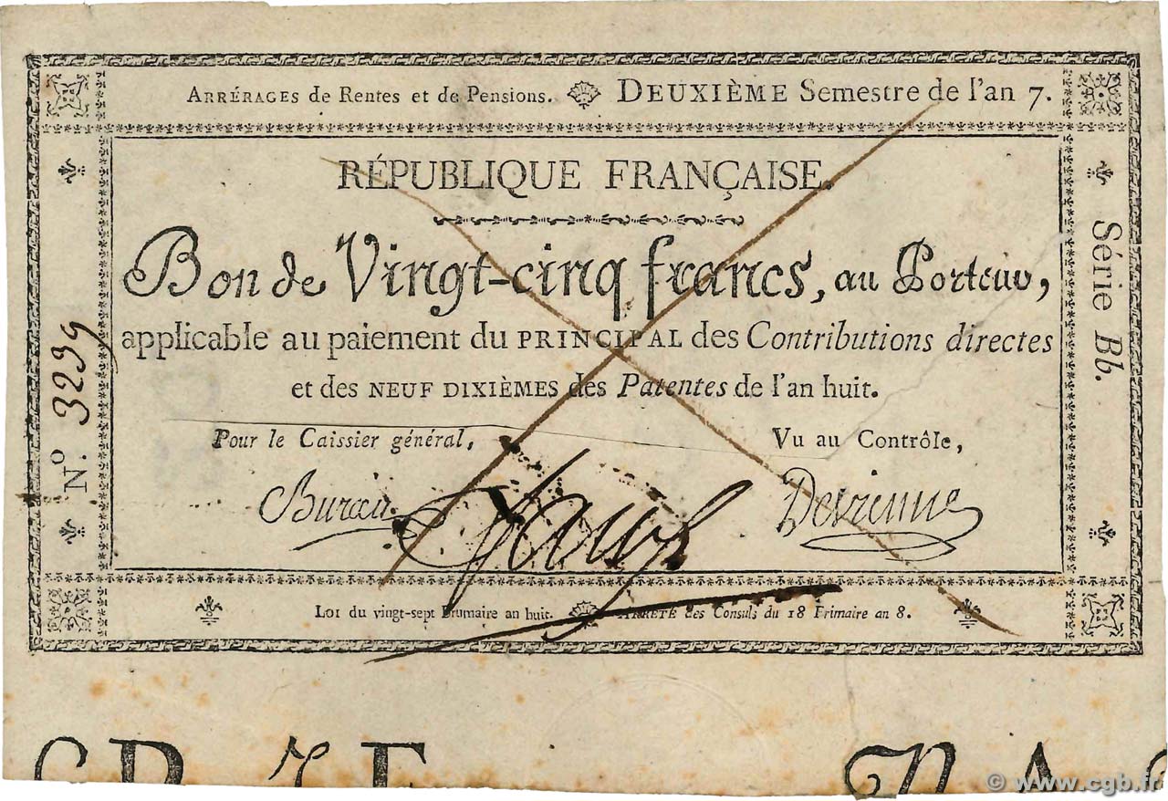 25 Francs Faux FRANCE  1799 Laf.217 VF