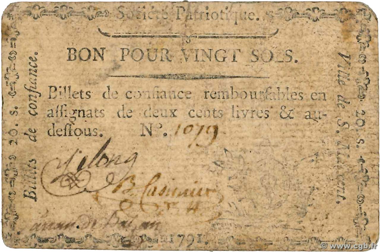 20 Sols FRANCE régionalisme et divers Saint-Maixent 1791 Kc.79.064 pr.TB