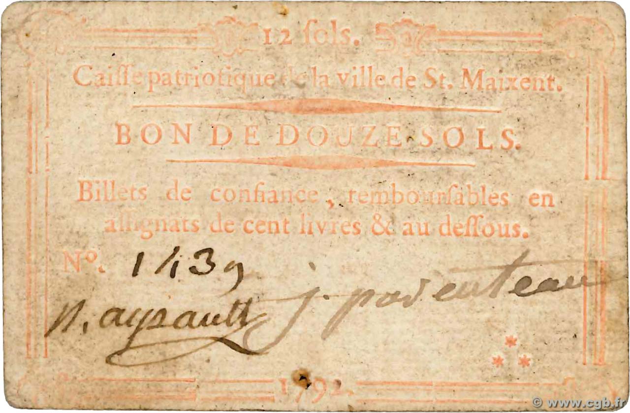12 Sols FRANCE regionalism and various Saint-Maixent 1792 Kc.79.070 F