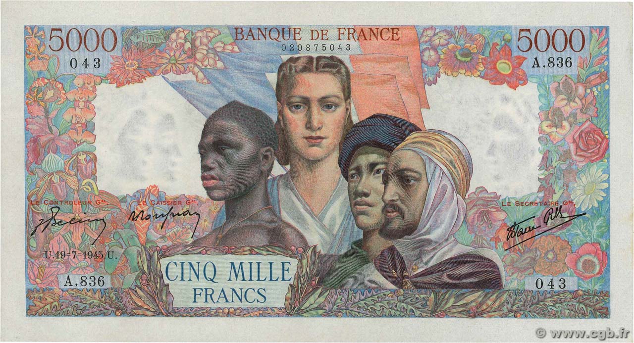 5000 Francs EMPIRE FRANÇAIS FRANCIA  1945 F.47.35 EBC+