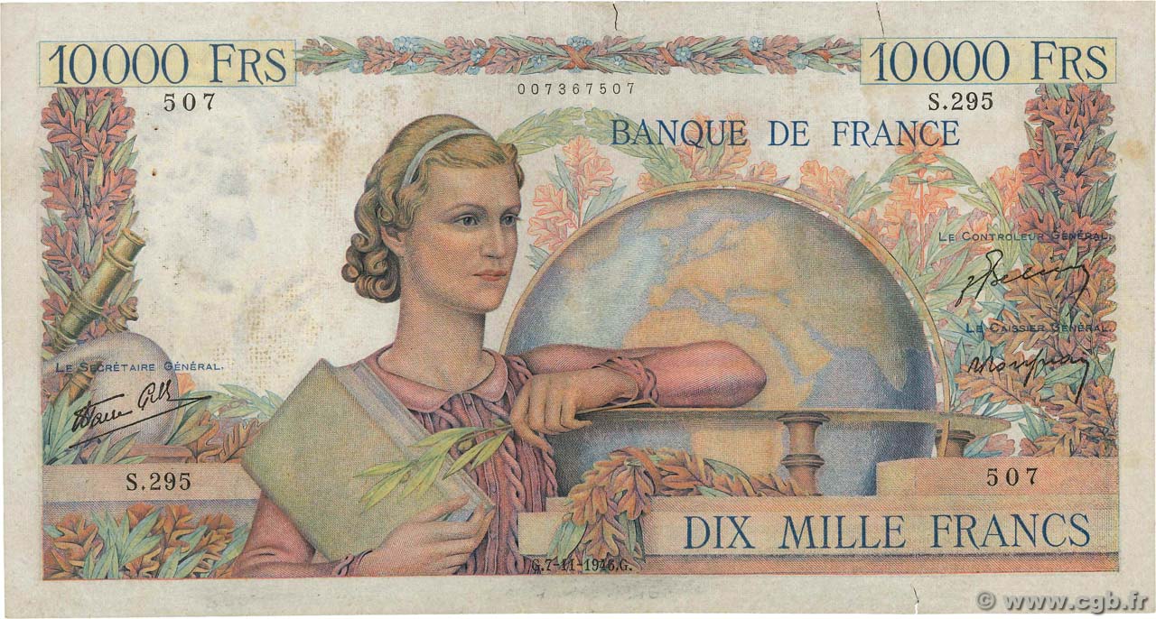 10000 Francs GÉNIE FRANÇAIS FRANCE  1946 F.50.13 pr.TB