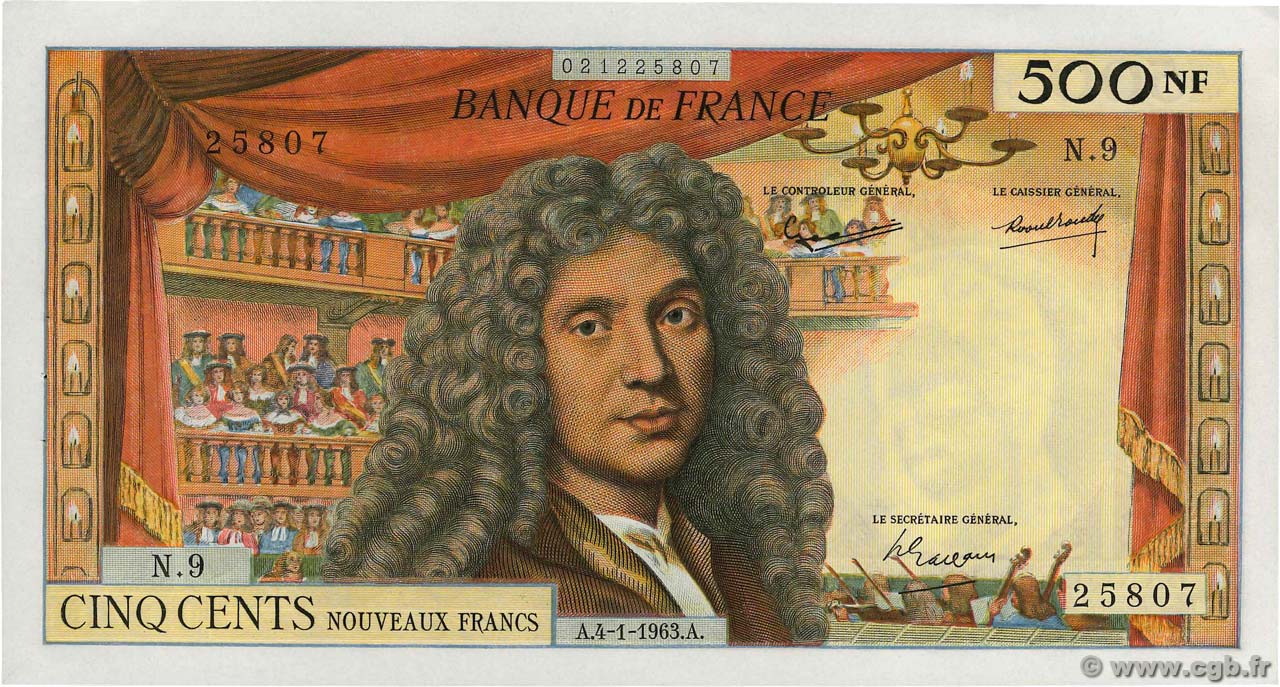500 Nouveaux Francs MOLIÈRE FRANCIA  1963 F.60.04 SC