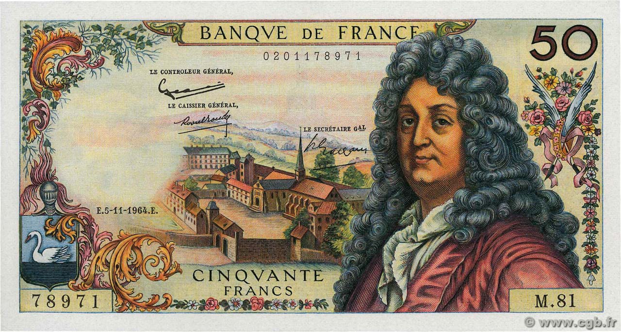 50 Francs RACINE FRANCIA  1964 F.64.07 SC