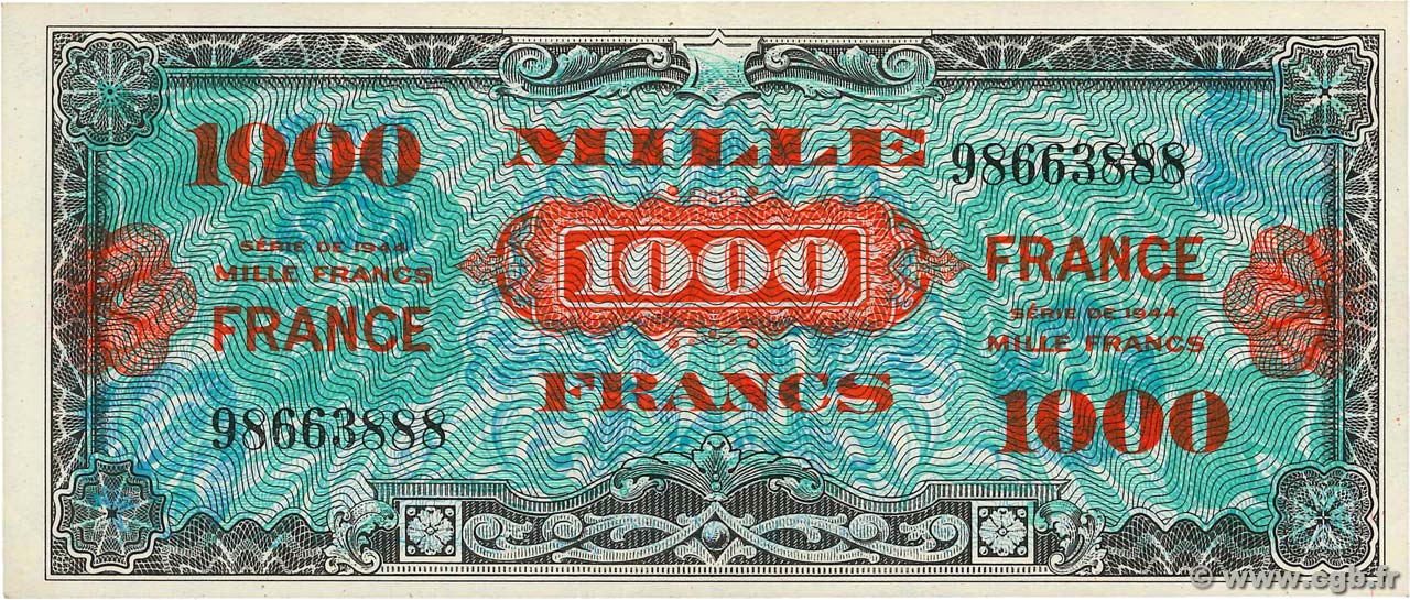 1000 Francs FRANCE FRANCIA  1945 VF.27.01 SC