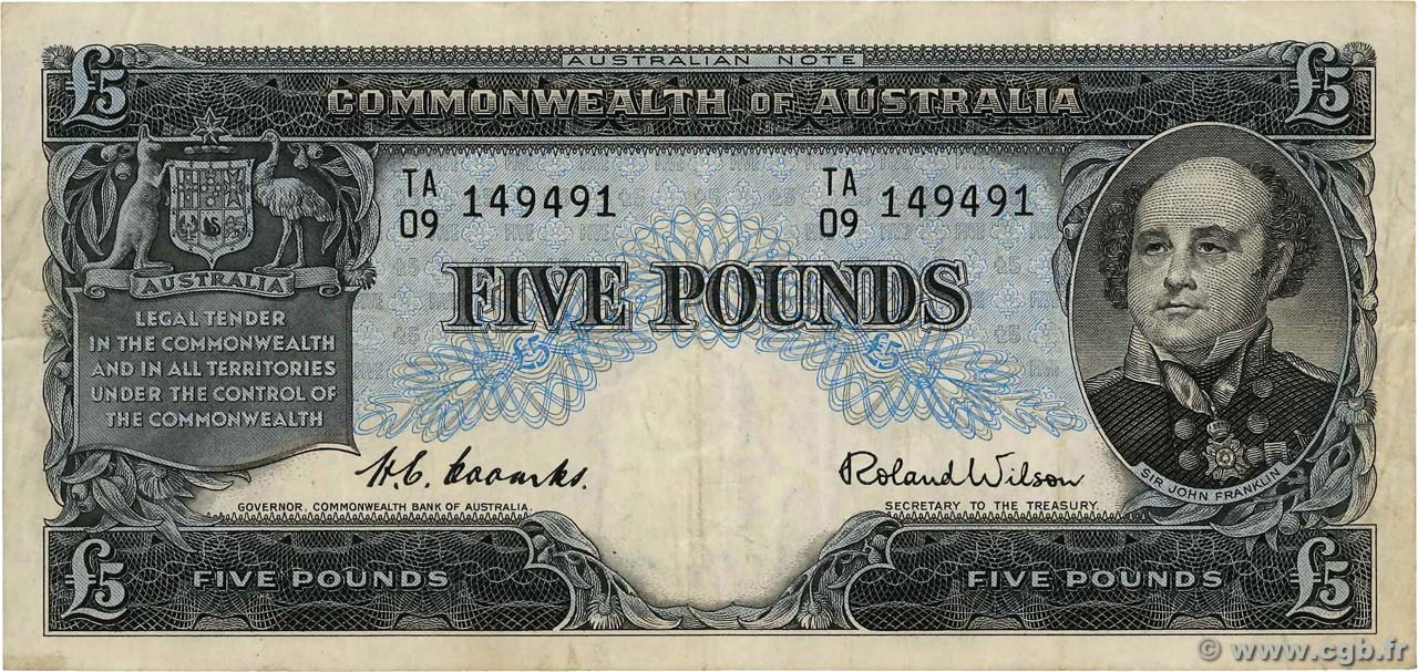 5 Pounds AUSTRALIE  1954 P.31a pr.TTB