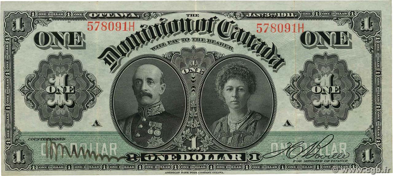 1 Dollar CANADA  1911 P.027a TTB