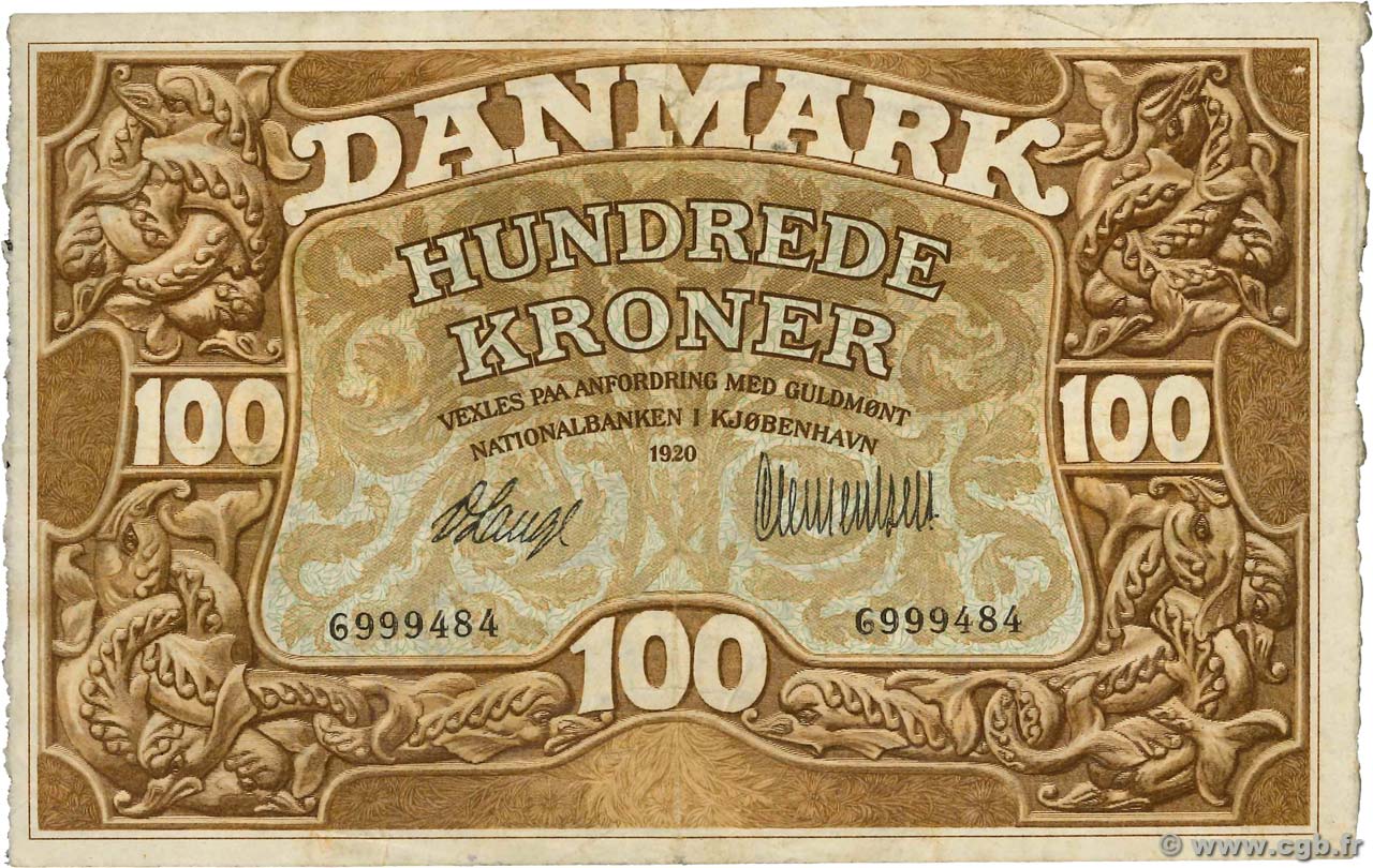 100 Kroner DANEMARK Copenhague 1920 P.023e pr.TTB
