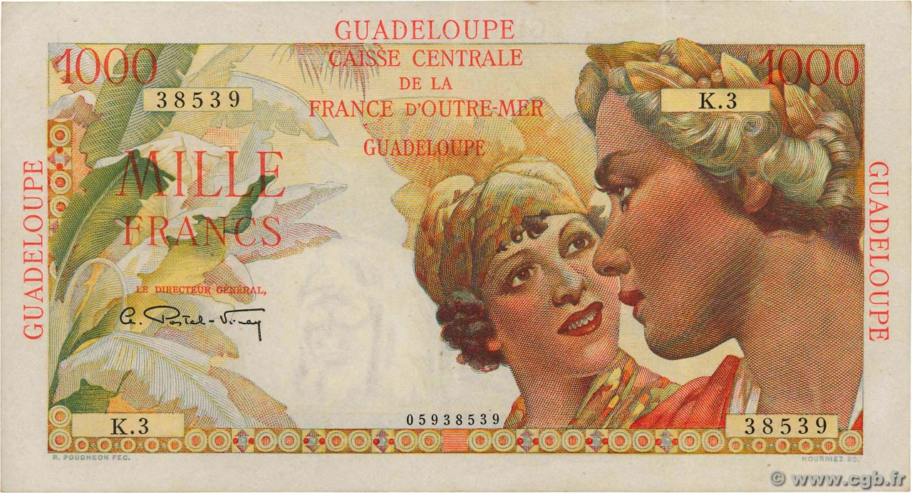 1000 Francs Union Française GUADELOUPE  1946 P.37a VZ