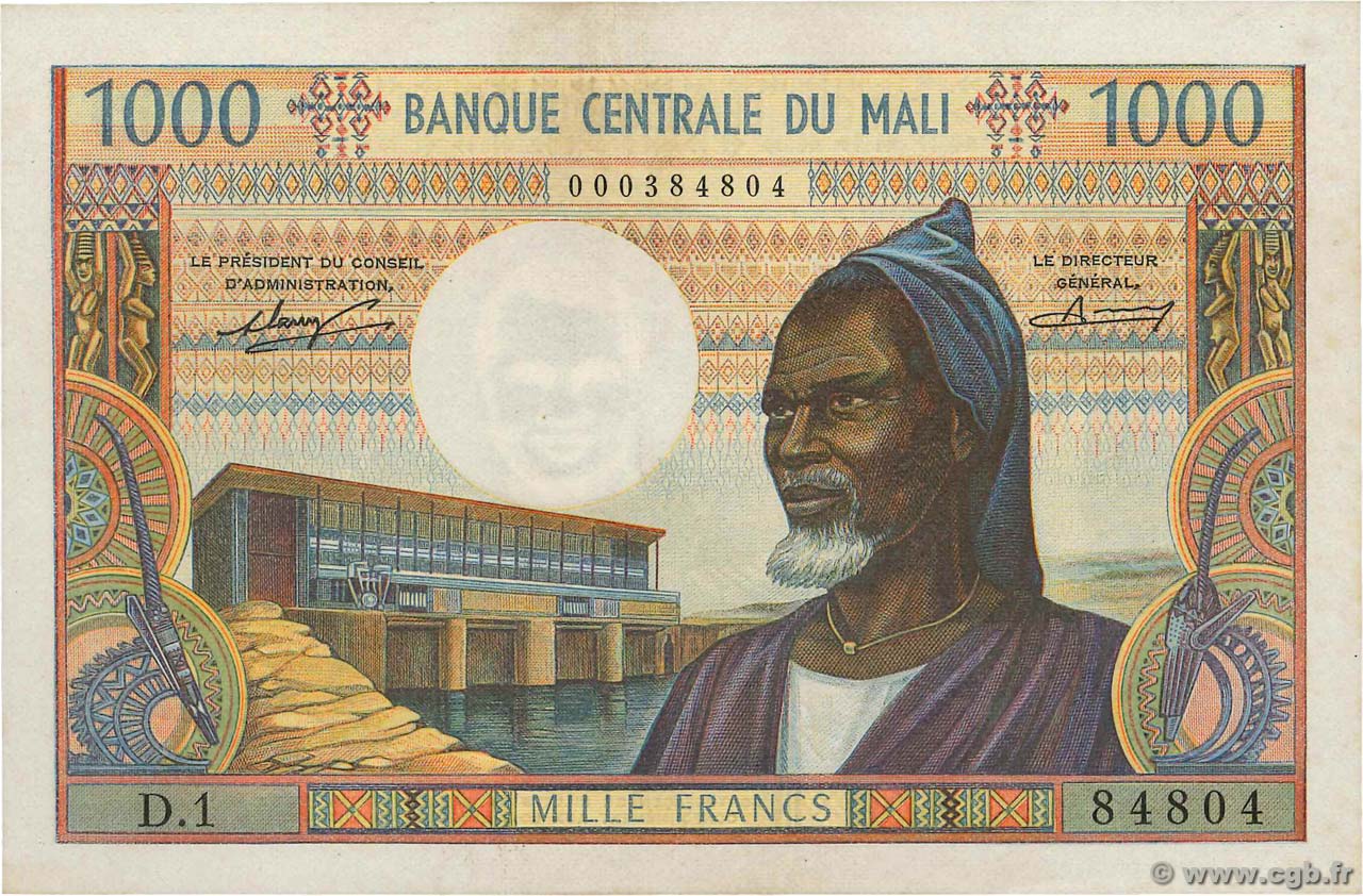 1000 Francs MALí  1970 P.13a EBC+