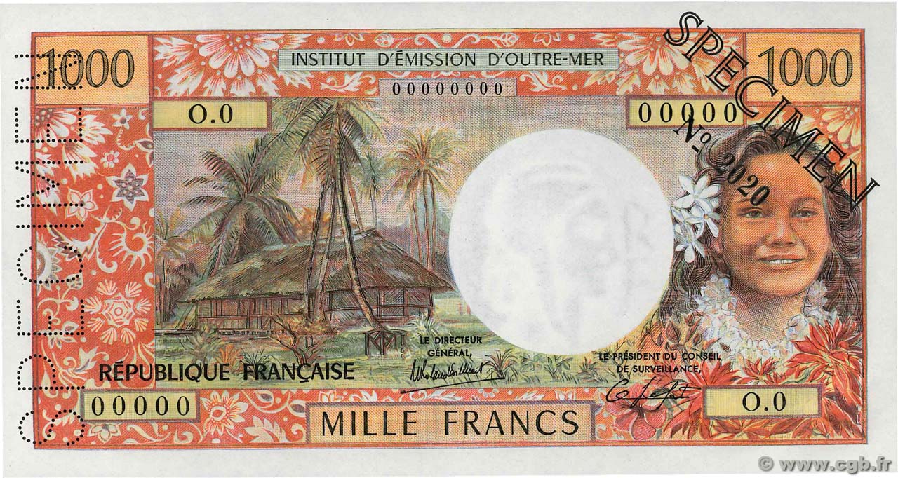 1000 Francs Spécimen NOUVELLE CALÉDONIE Nouméa 1983 P.64bs NEUF