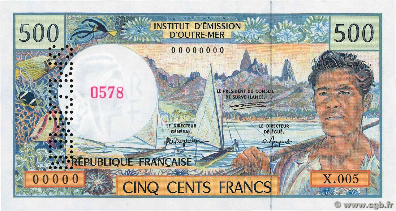 500 Francs Spécimen POLYNÉSIE, TERRITOIRES D OUTRE MER  1996 P.01bs NEUF