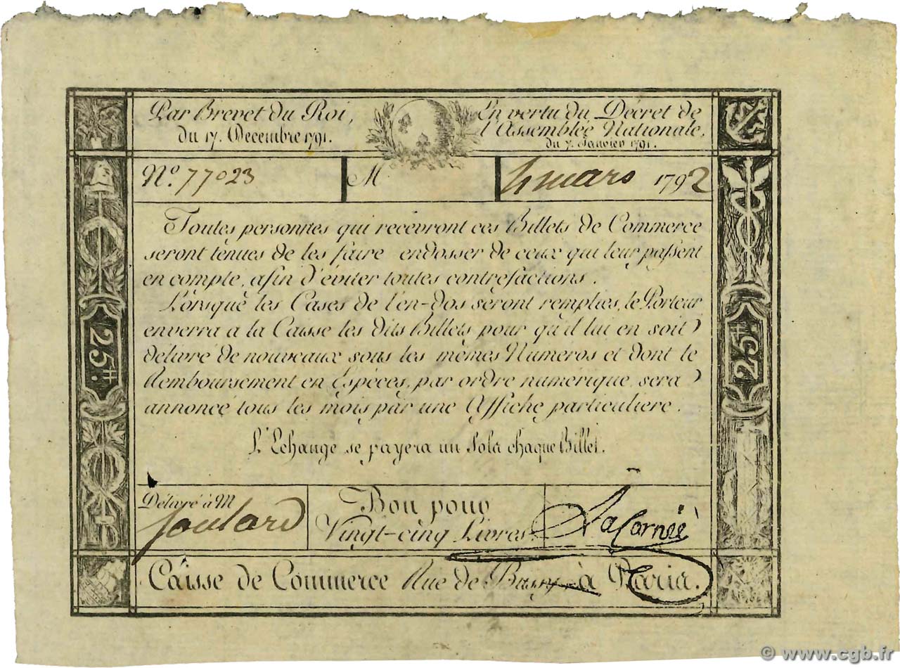 25 Livres FRANCE regionalism and miscellaneous  1792 Kc.75.032 XF-