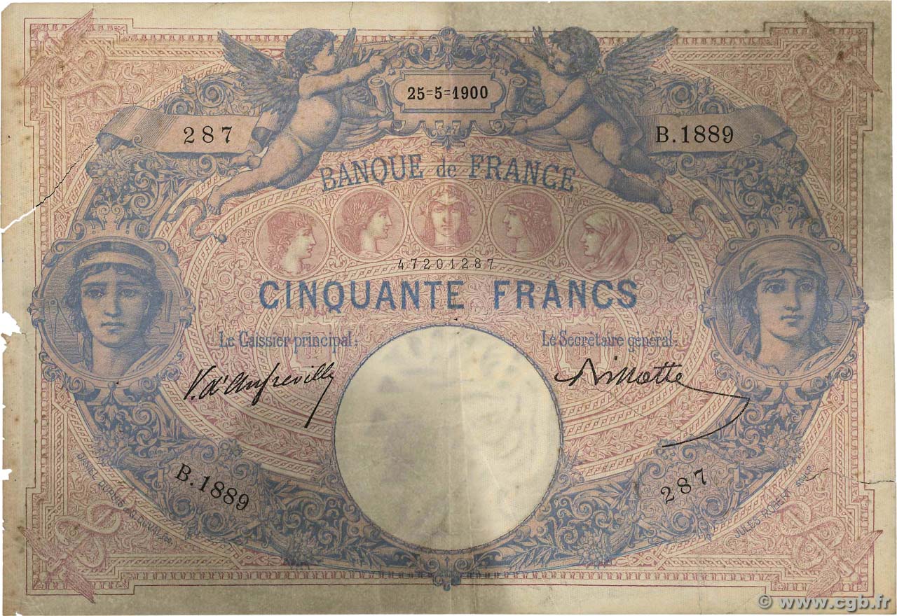 50 Francs BLEU ET ROSE FRANCIA  1900 F.14.12 RC