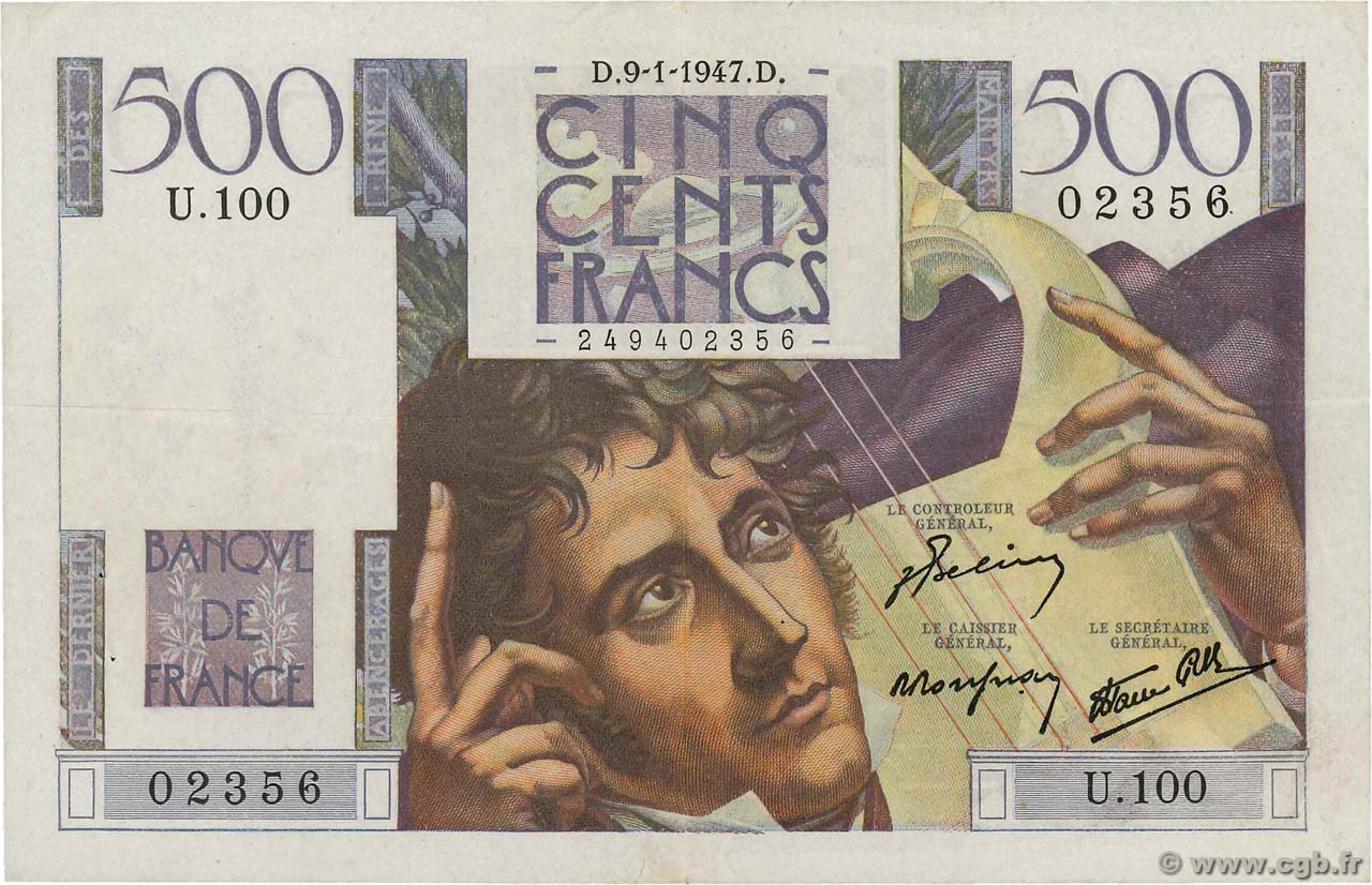500 Francs CHATEAUBRIAND FRANCE  1947 F.34.07 TTB+