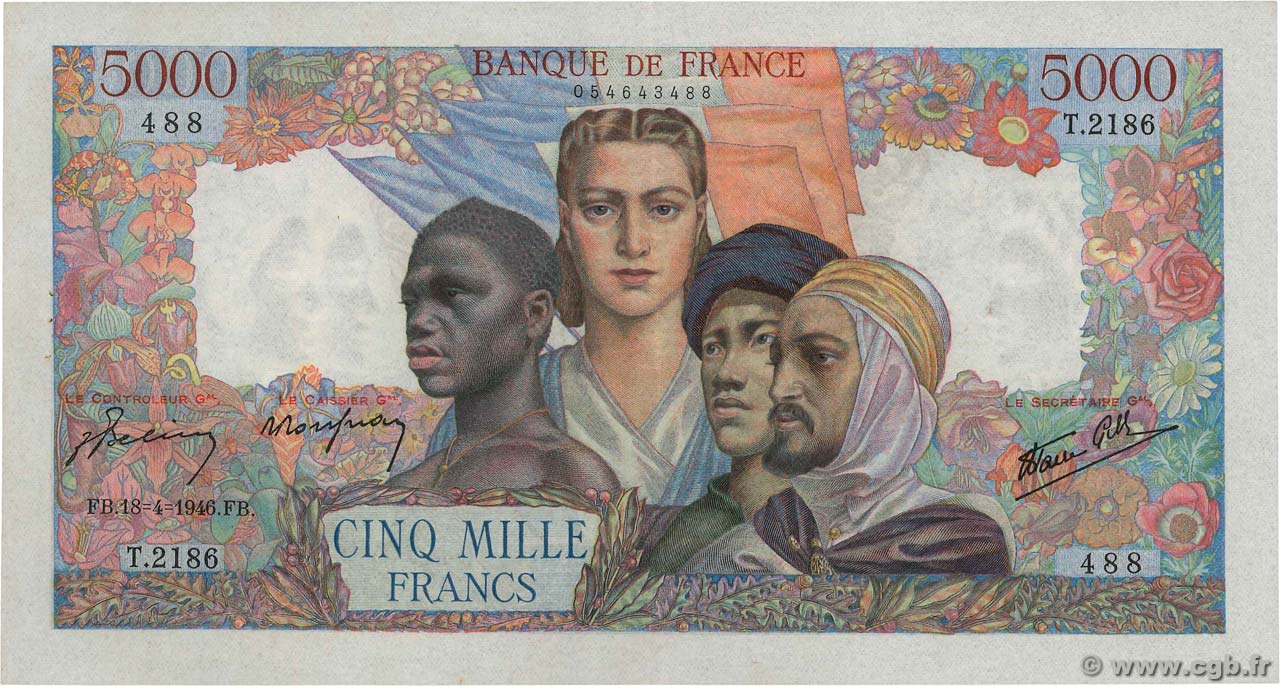 5000 Francs EMPIRE FRANÇAIS FRANCIA  1946 F.47.52 EBC