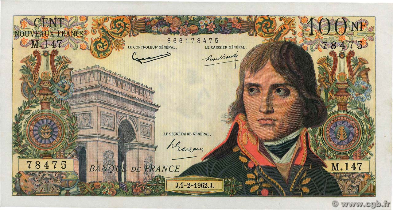 100 Nouveaux Francs BONAPARTE FRANCE  1962 F.59.13 AU-