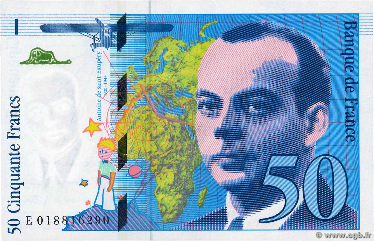 50 Francs SAINT-EXUPÉRY Modifié Fauté FRANKREICH  1994 F.73.01c fST