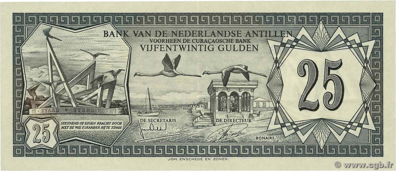 25 Gulden NETHERLANDS ANTILLES  1972 P.10b fST