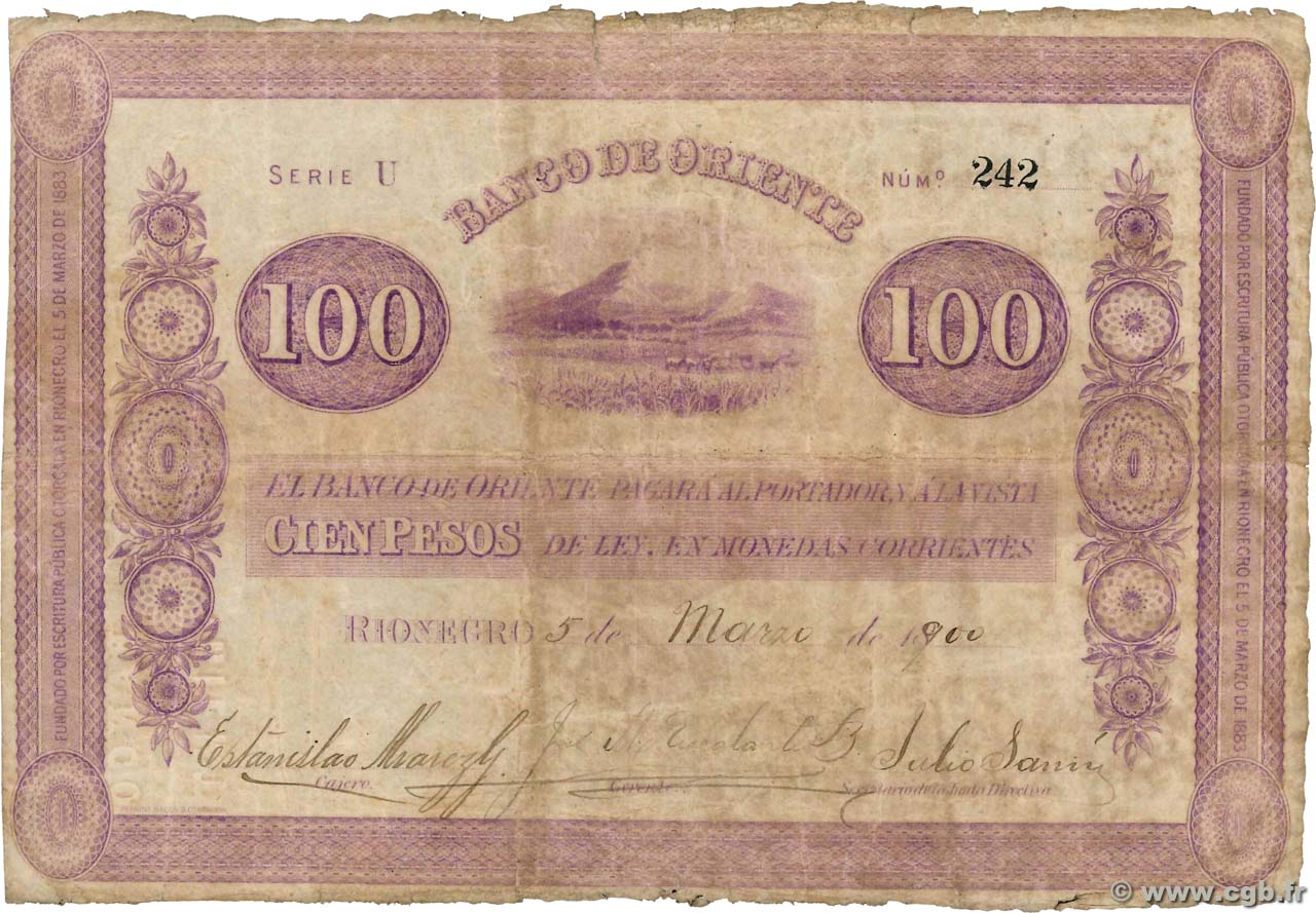 100 Pesos COLOMBIA  1900 PS.0701 F