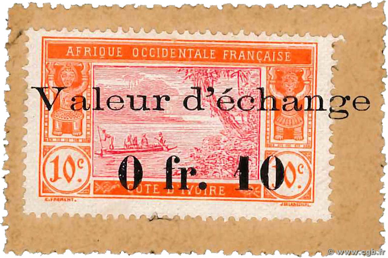 10 Centimes COSTA D AVORIO  1920 P.05 q.FDC