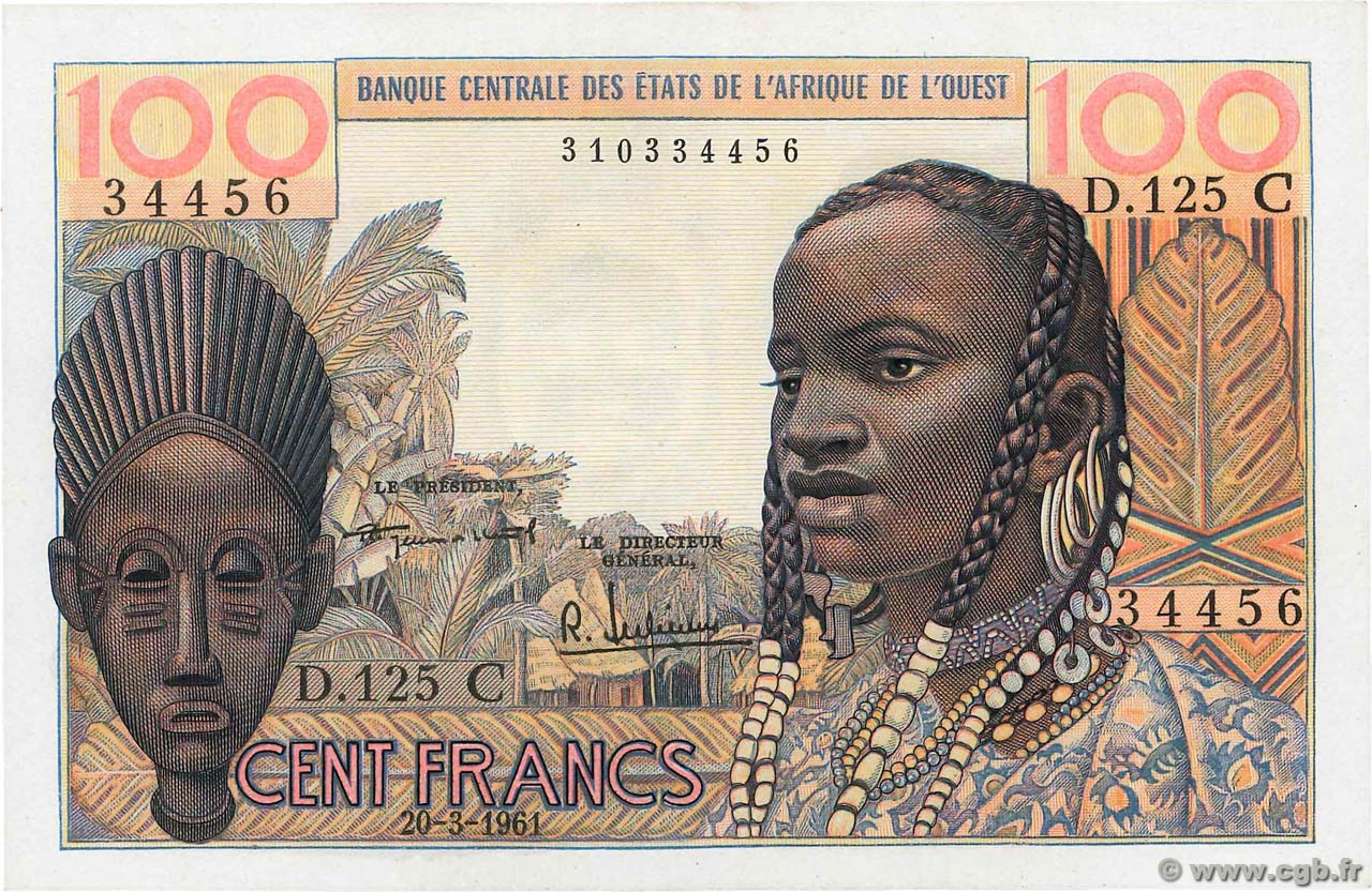 100 Francs WEST AFRIKANISCHE STAATEN  1961 P.301Ca ST