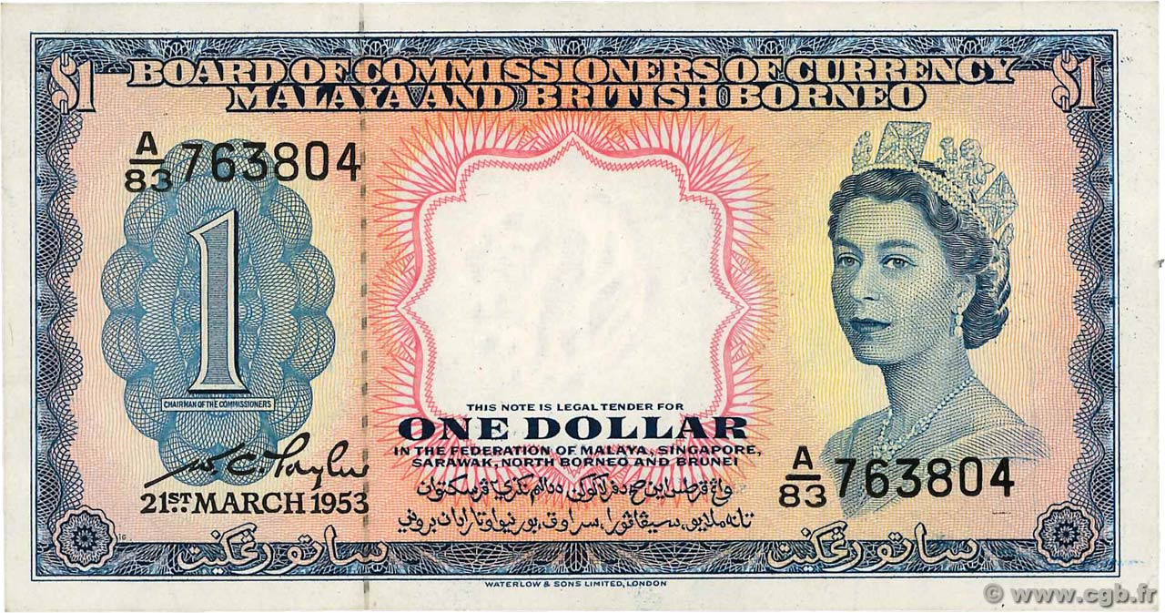 1 Dollar MALAYA e BRITISH BORNEO  1953 P.01a BB
