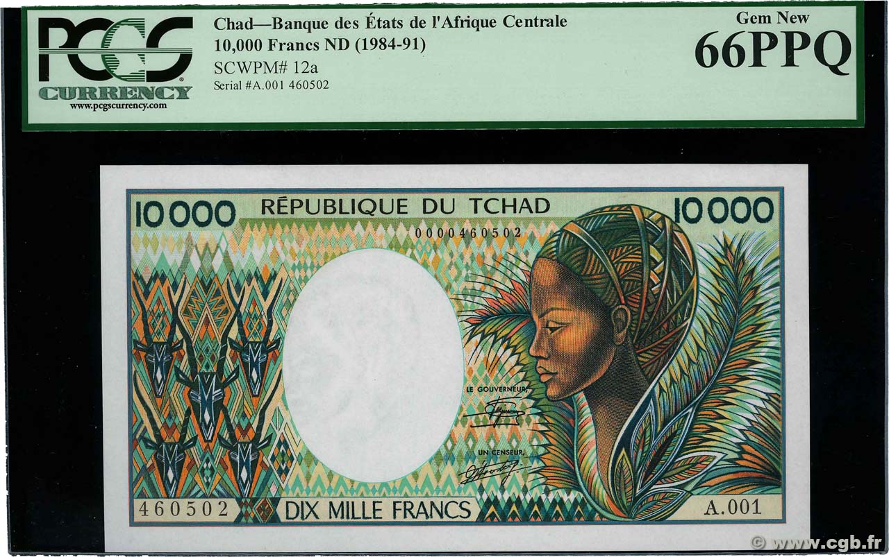 10000 Francs CHAD  1985 P.12a UNC