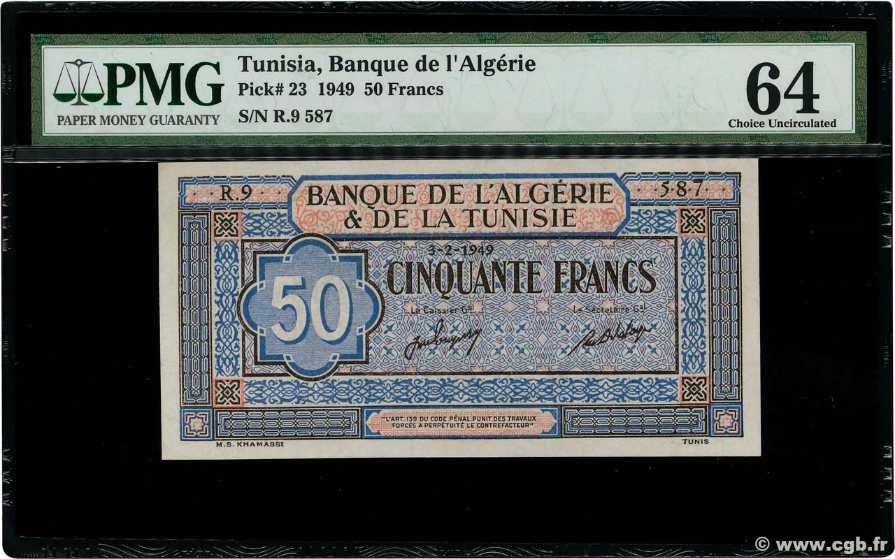 50 Francs TUNESIEN  1949 P.23 fST