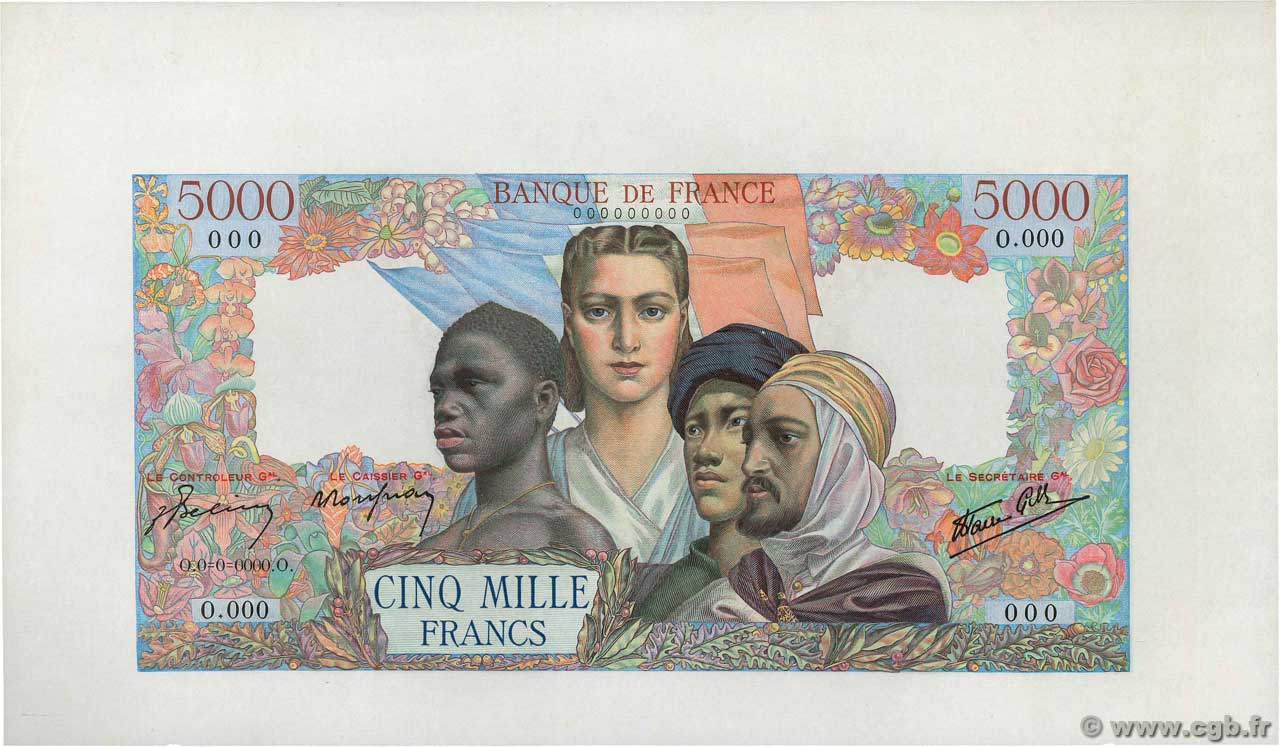 5000 Francs EMPIRE FRANÇAIS Épreuve FRANCIA  1942 F.47.00Ed EBC+