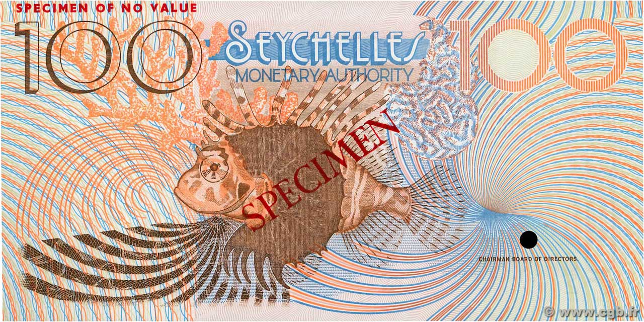 100 Rupees Spécimen SEYCHELLES  1979 P.26s UNC
