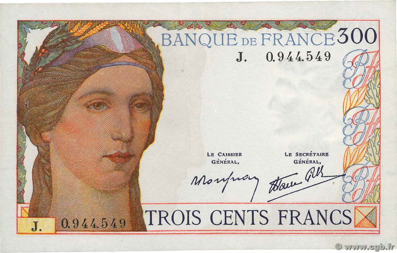 300 Francs FRANCE  1938 F.29.01 XF