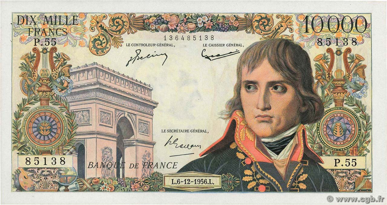 10000 Francs BONAPARTE FRANKREICH  1956 F.51.06 fST