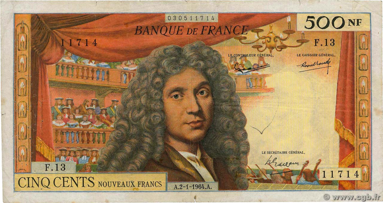 500 Nouveaux Francs MOLIÈRE FRANCE  1964 F.60.06 F-
