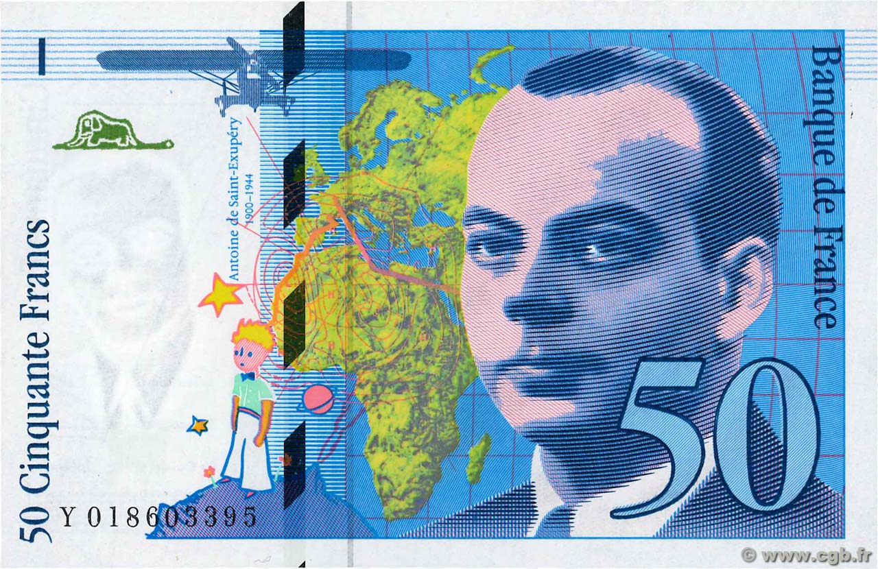 50 Francs SAINT-EXUPÉRY Modifié FRANCIA  1994 F.73.01b SC+