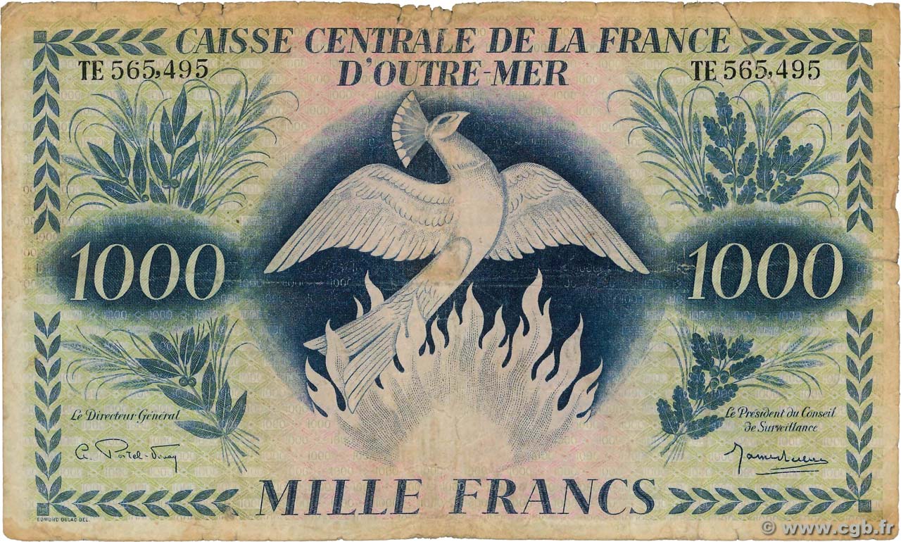 1000 Francs Phénix AFRIQUE ÉQUATORIALE FRANÇAISE  1944 P.19a B