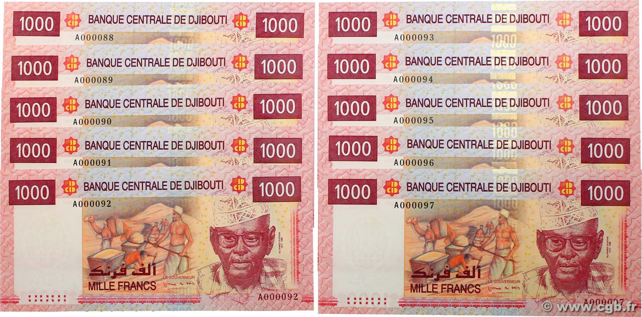 1000 Francs Petit numéro DJIBUTI  2005 P.42a FDC