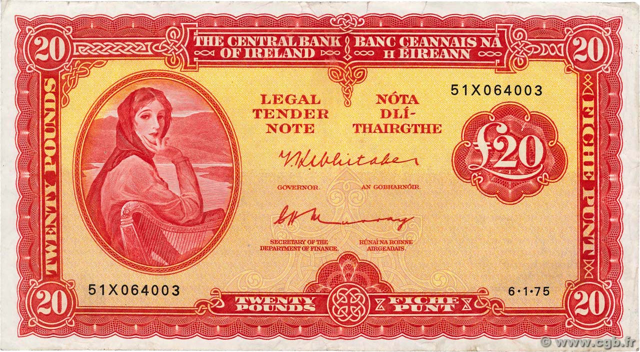 20 Pounds IRELAND REPUBLIC  1975 P.067b VF-