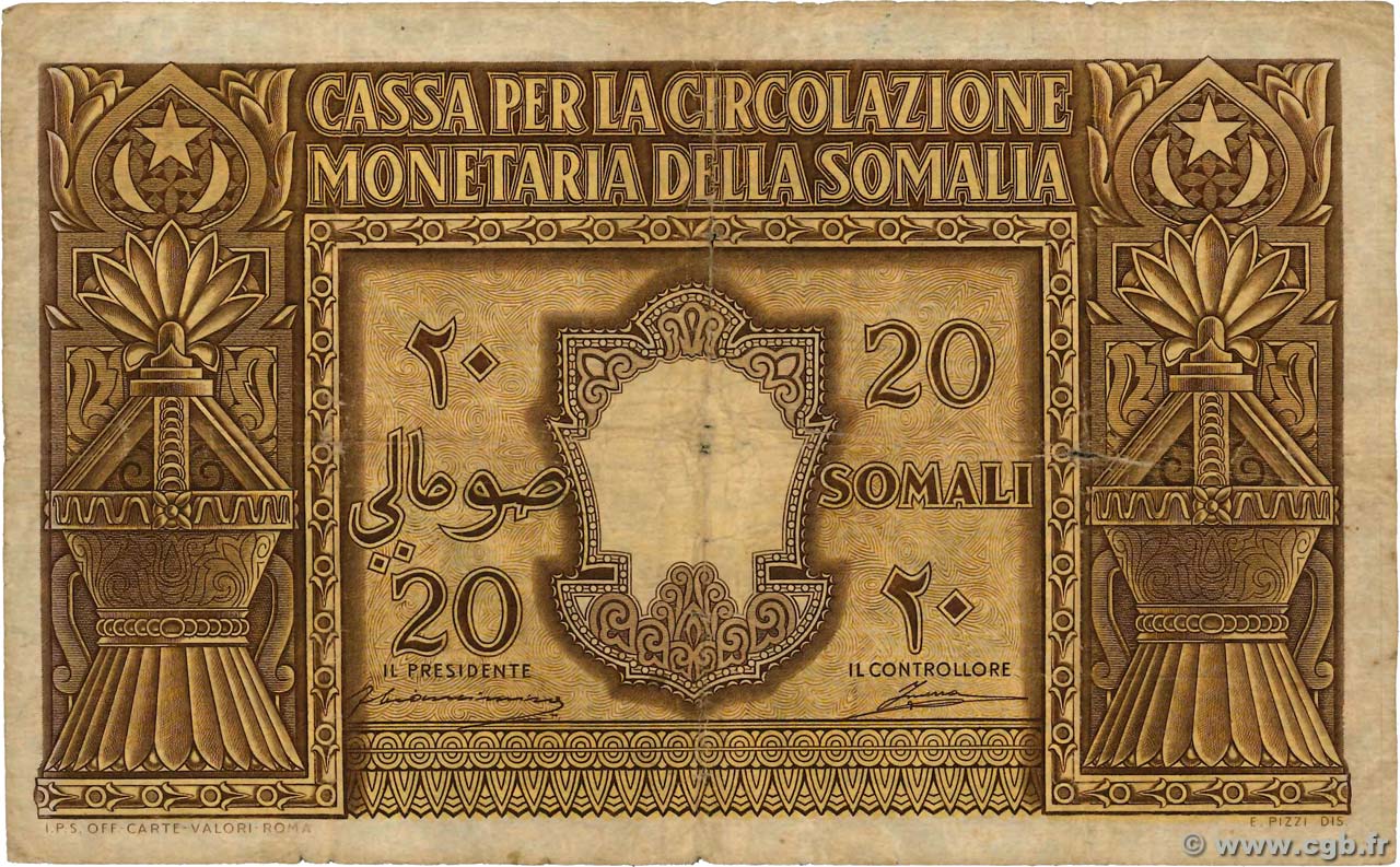 20 Somali ITALIA  1950 P.14a B