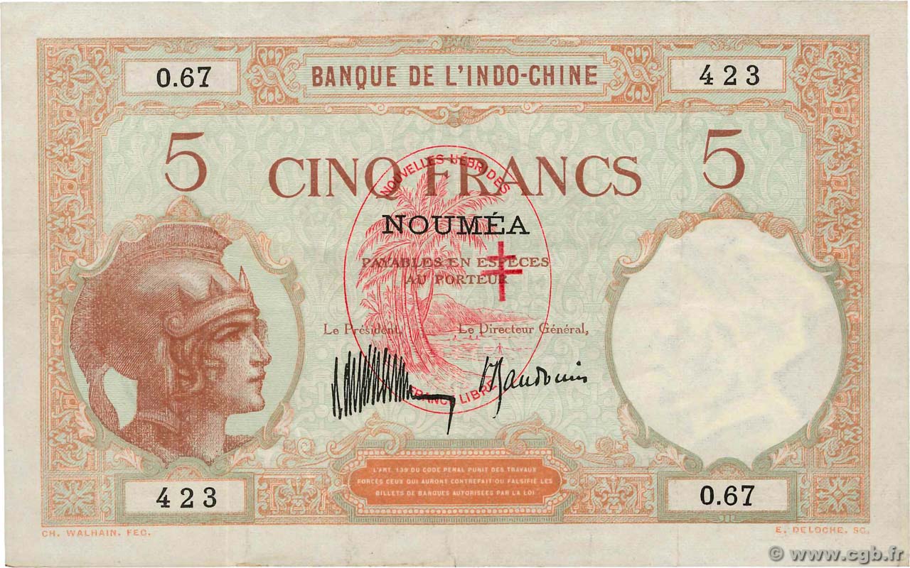 5 Francs NEUE HEBRIDEN  1941 P.04a SS