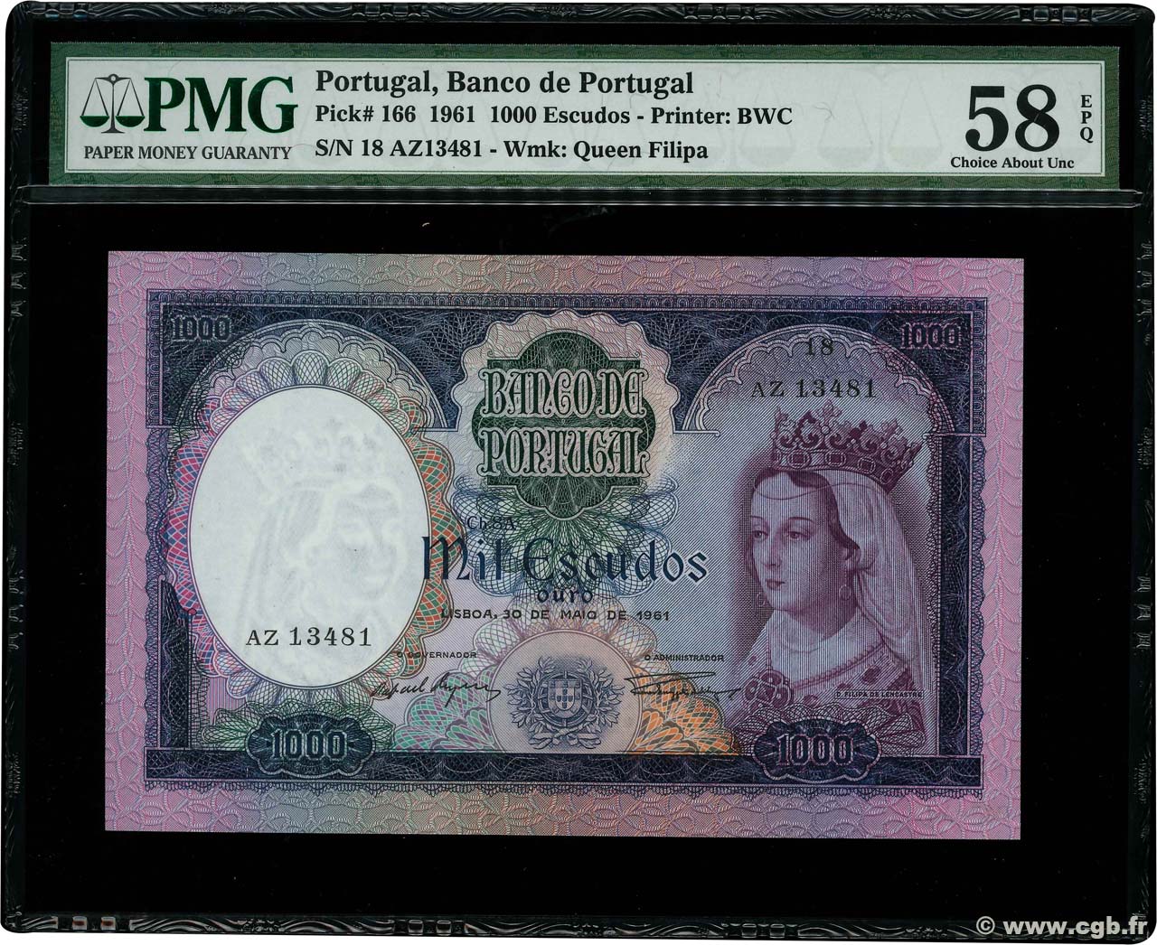 1000 Escudos PORTUGAL  1961 P.166 EBC+